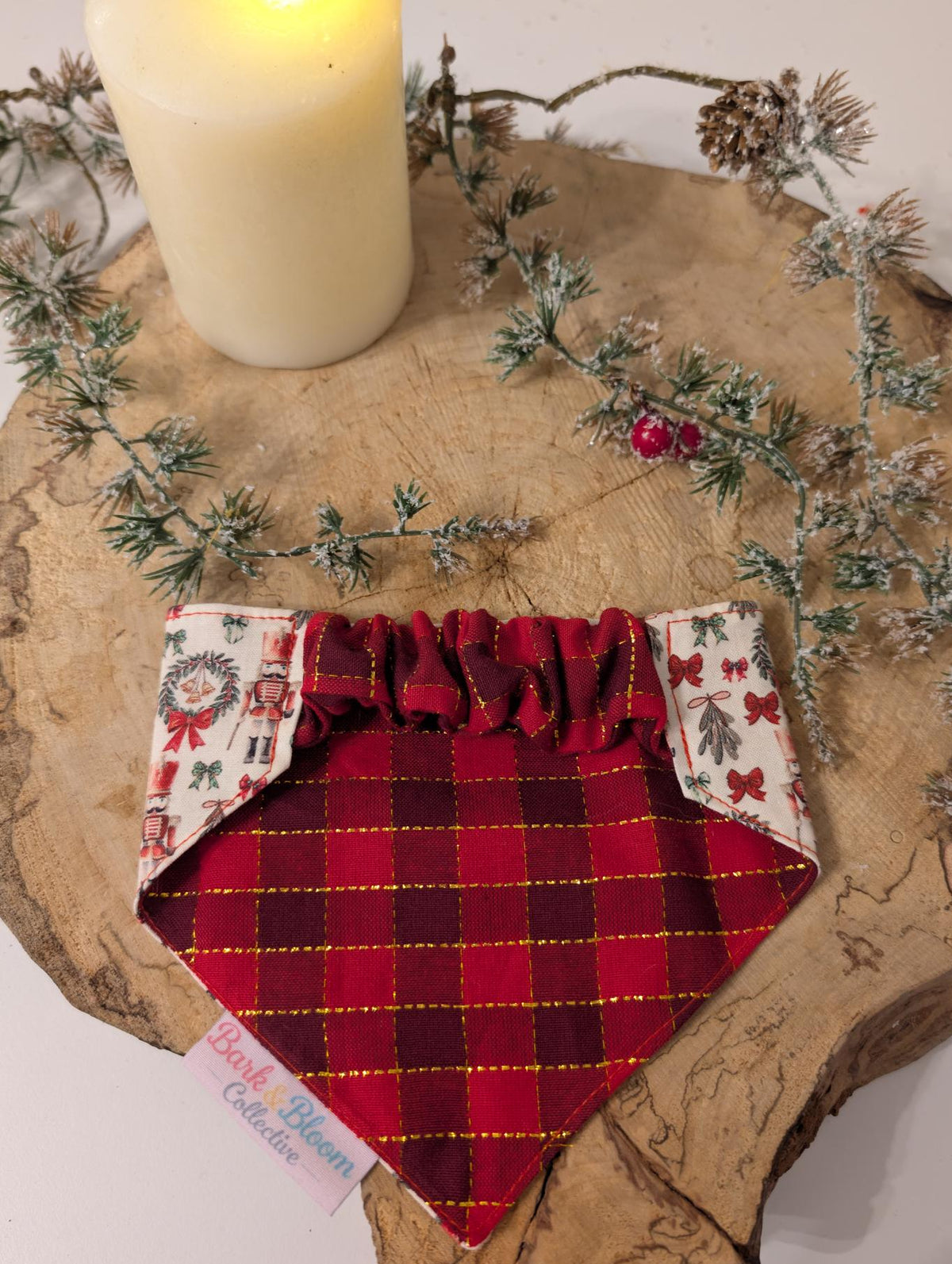 Nutcracker & Tartan Reversible Dog Bandana