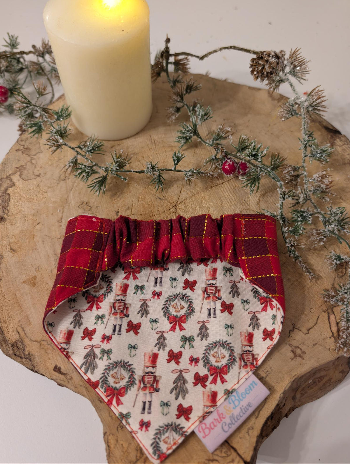 Nutcracker & Tartan Reversible Dog Bandana