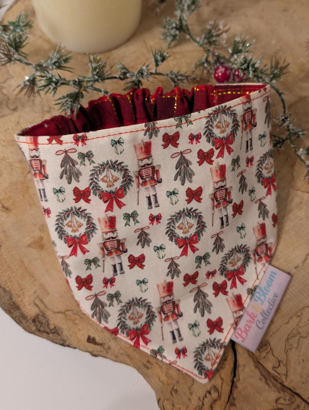 Nutcracker & Tartan Reversible Dog Bandana