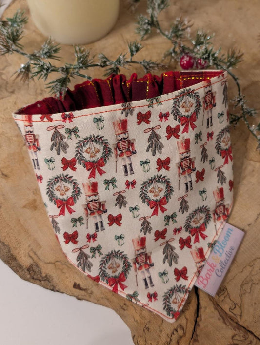 Nutcracker & Tartan Reversible Dog Bandana